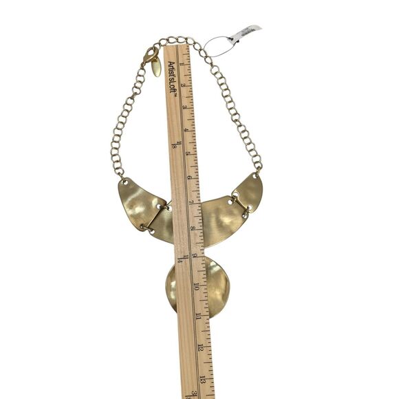 CHICO'S STUNNING HAMMERED GOLD NECKLACE NWTS - Picture 7 of 15